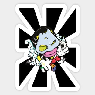 Dope mini masked man cartoon illustration Sticker